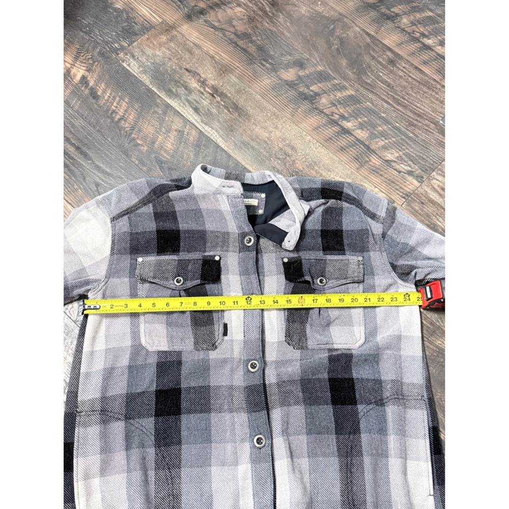We The Free Free People Plaid Maxi Shirt Jacket Grey Black Large Long Shacket - Picture 6 of 7